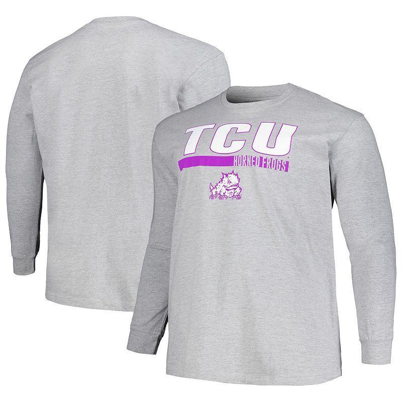 Mens Profile Gray TCU Horned Frogs Big & Tall Two-Hit Long Sleeve T-Shirt Product Image