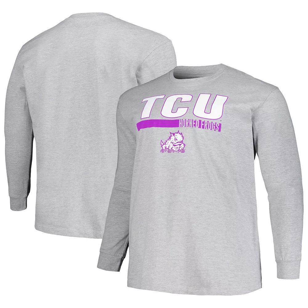 Men's Profile Gray TCU Horned Frogs Big & Tall Two-Hit Long Sleeve T-Shirt,  Product Image