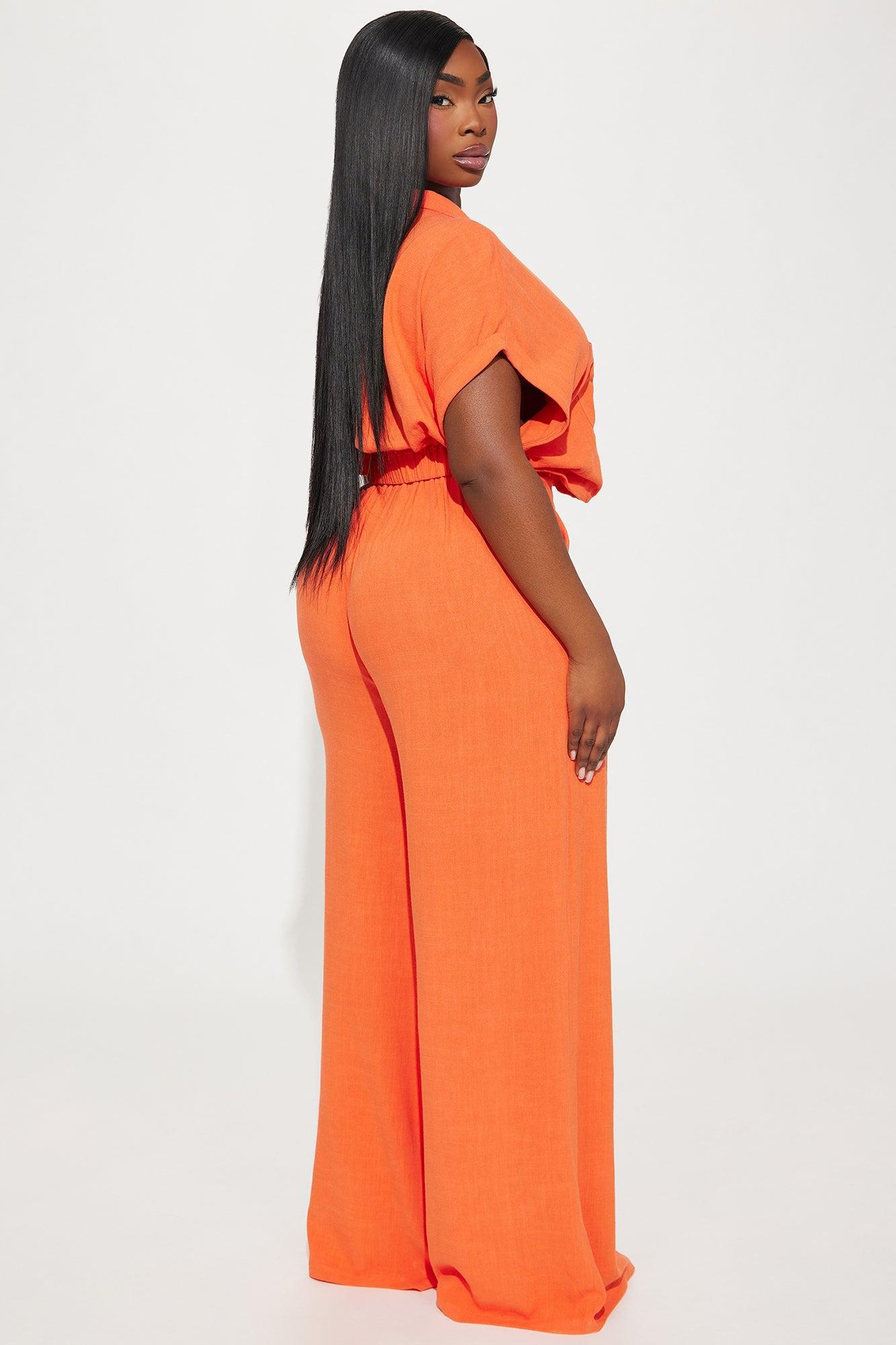 Andrea Linen Pant Set - Orange Product Image