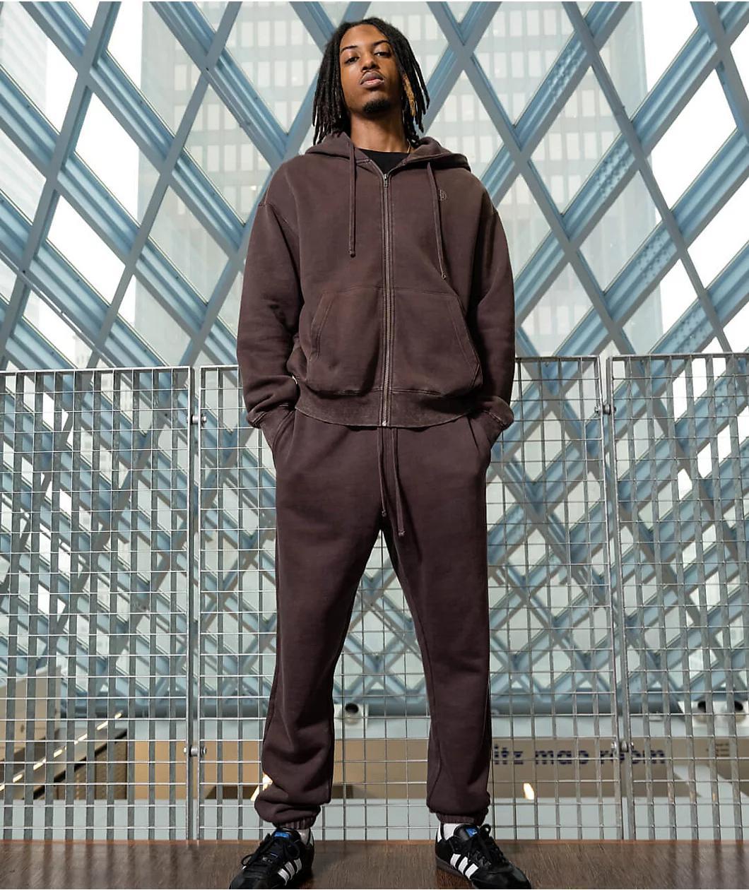 Ninth Hall Fundamentals Brown Wash Relaxed Sweatpants Product Image