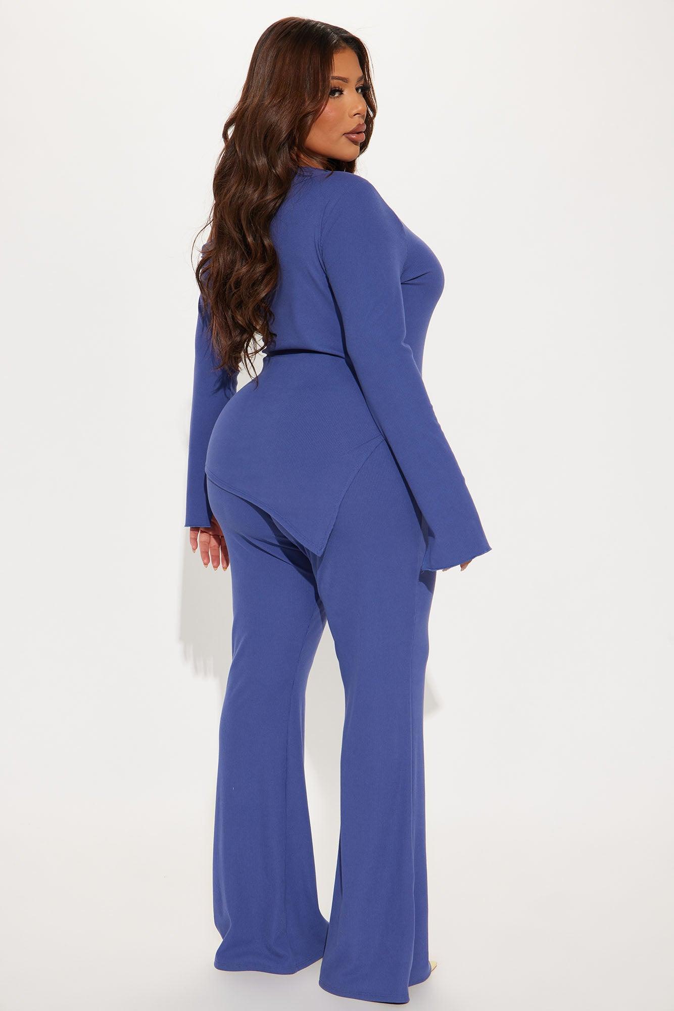 Off I Go Off Shoulder Pant Set - Navy Product Image