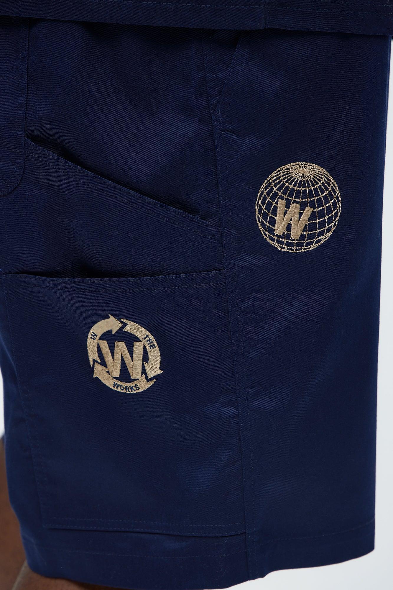 In The Works Relaxed Shorts - Navy Product Image