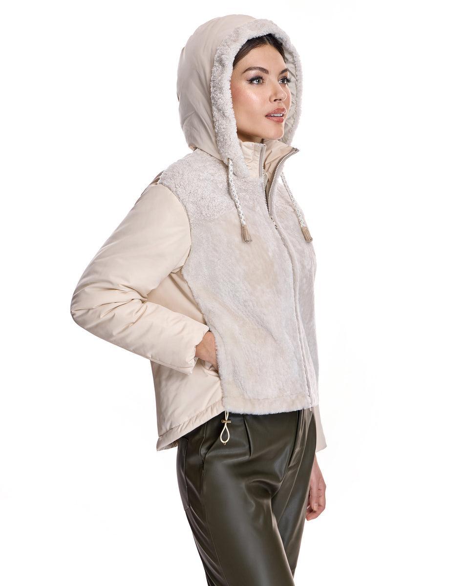 QUILTED LAMB JACKET WITH HOOD Product Image