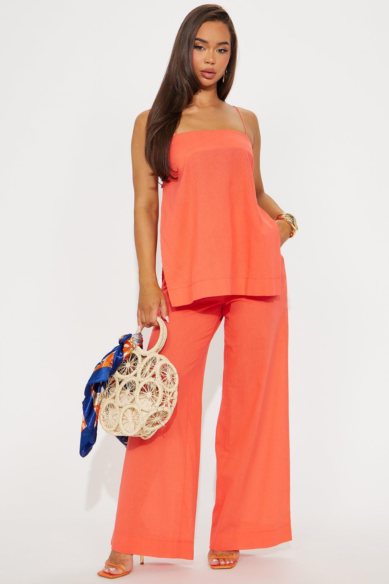 Kate Linen Pant Set - Coral Product Image