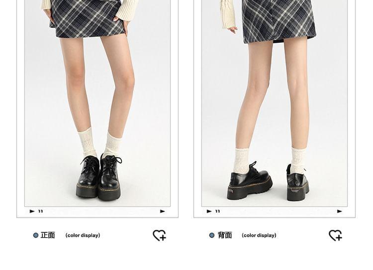 High Waist Plaid Mini A-Line Skirt Product Image