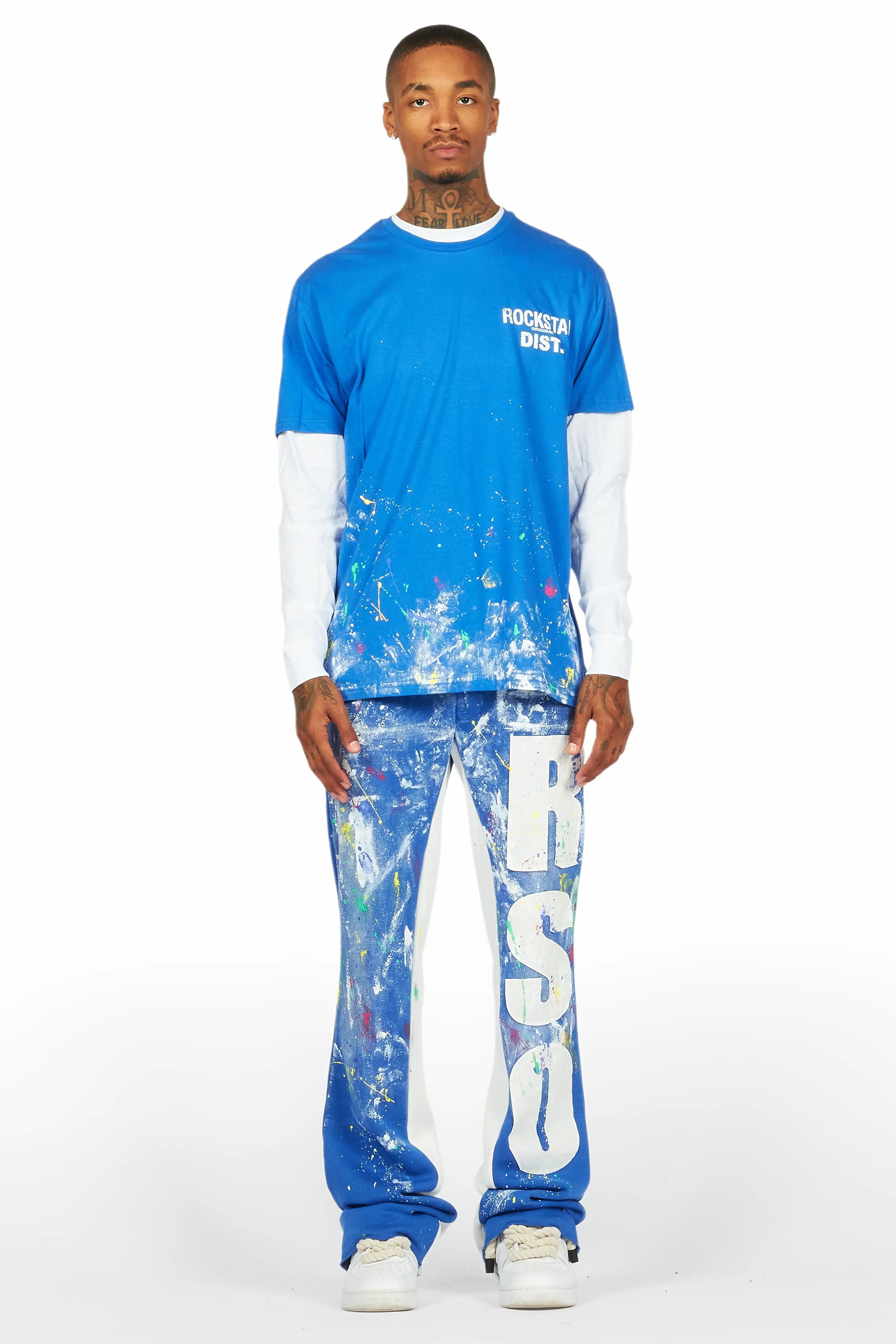 Aliyas White/Royal Double Layer T-Shirt/Baggy Pant Set Male Product Image