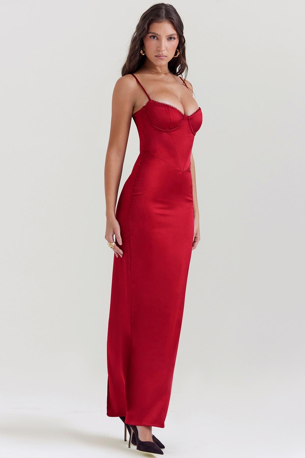 Stefania Ruby Corset Maxi Dress Product Image