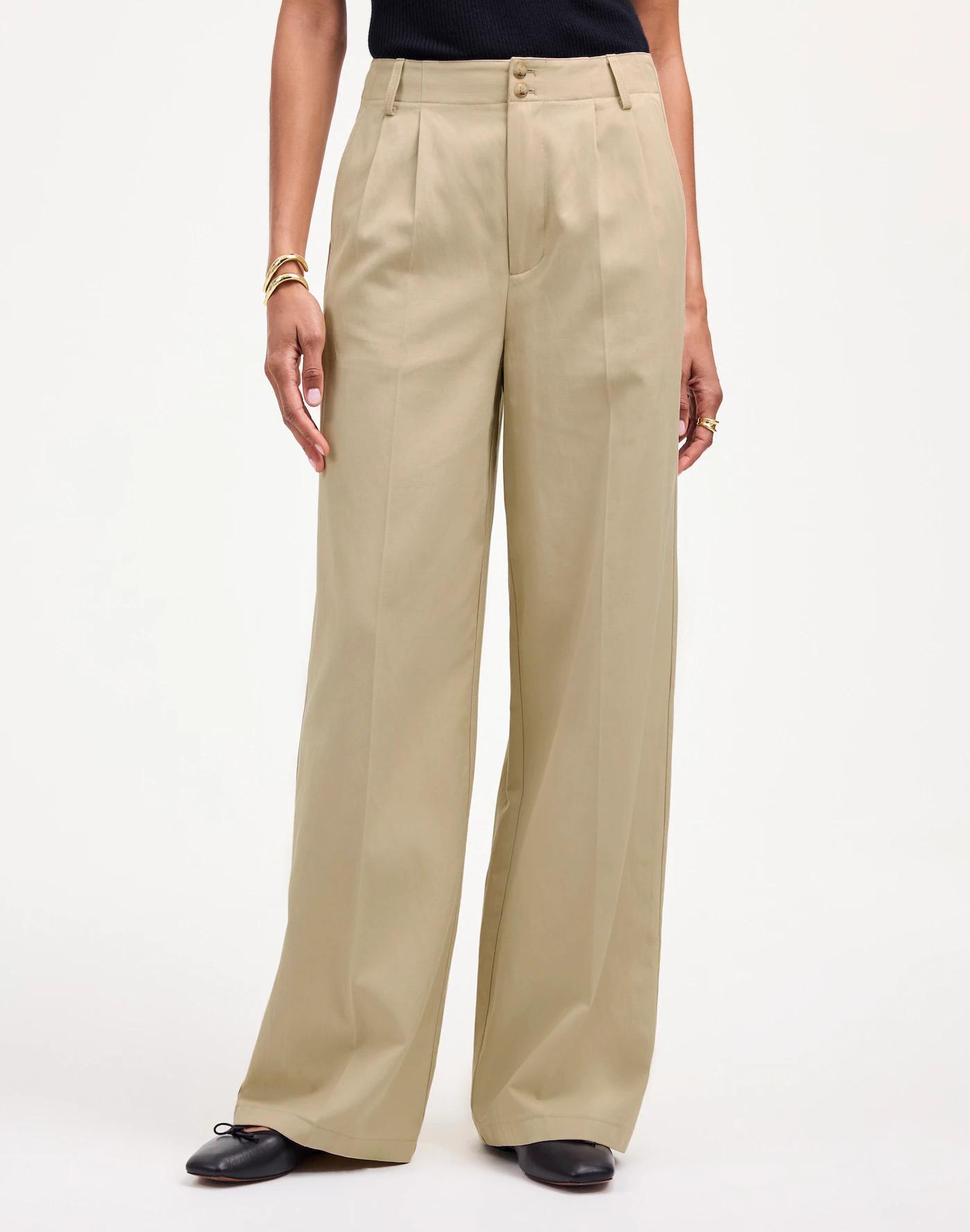 The Petite Harlow Wide-Leg Pant in Drapey Twill Product Image