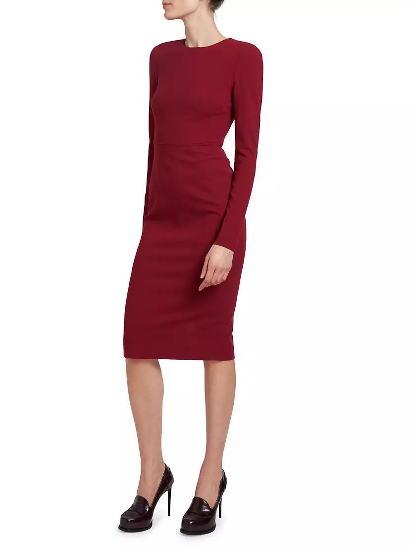 Stretch Wool Long-Sleeve Sheath Dress Product Image