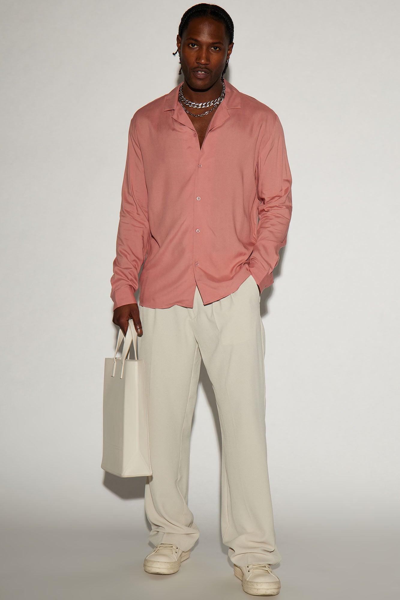 Dawson Relaxed Long Sleeve Button Up Shirt - Mauve Product Image