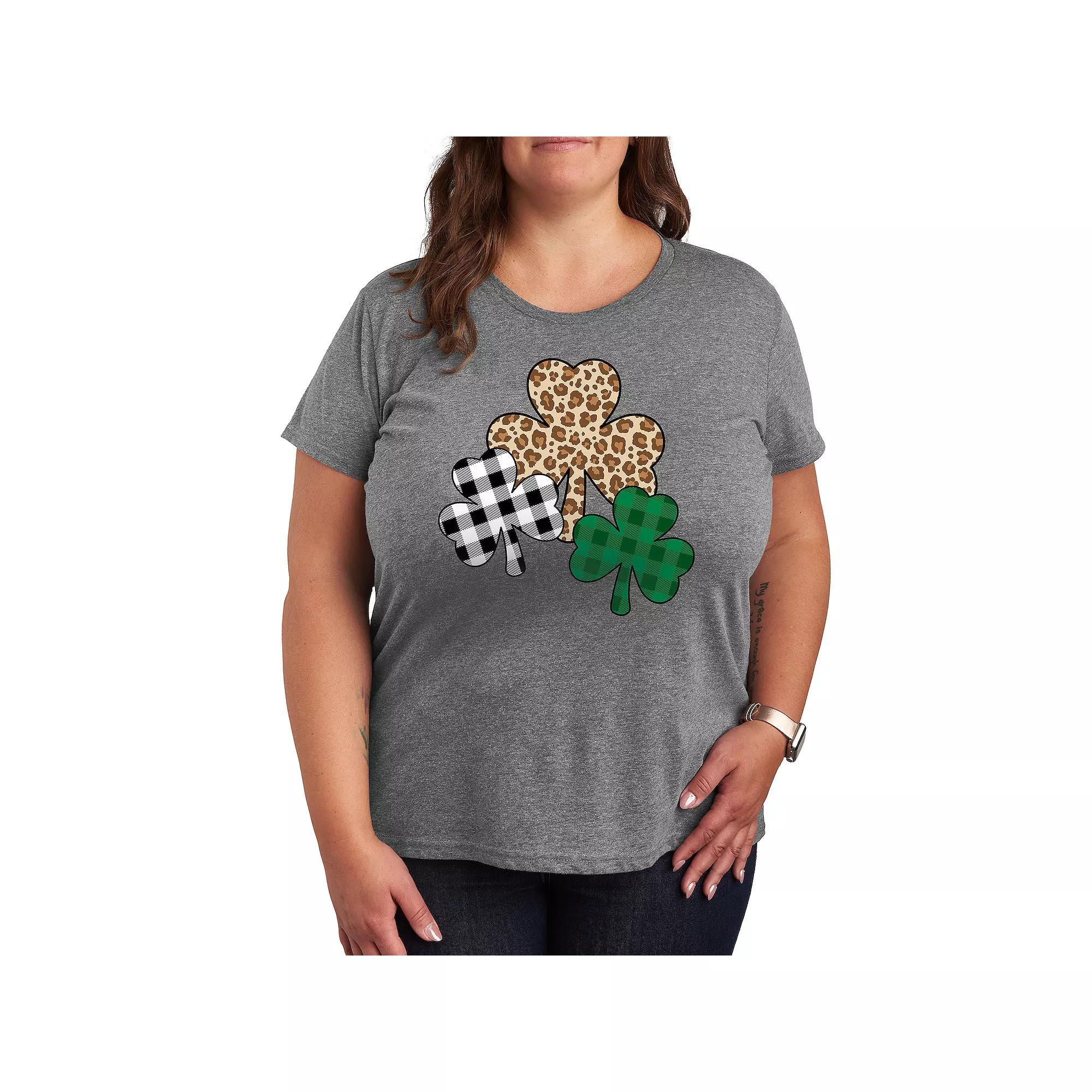 Plus Patterned Shamrocks Graphic Tee, Women's,  Product Image