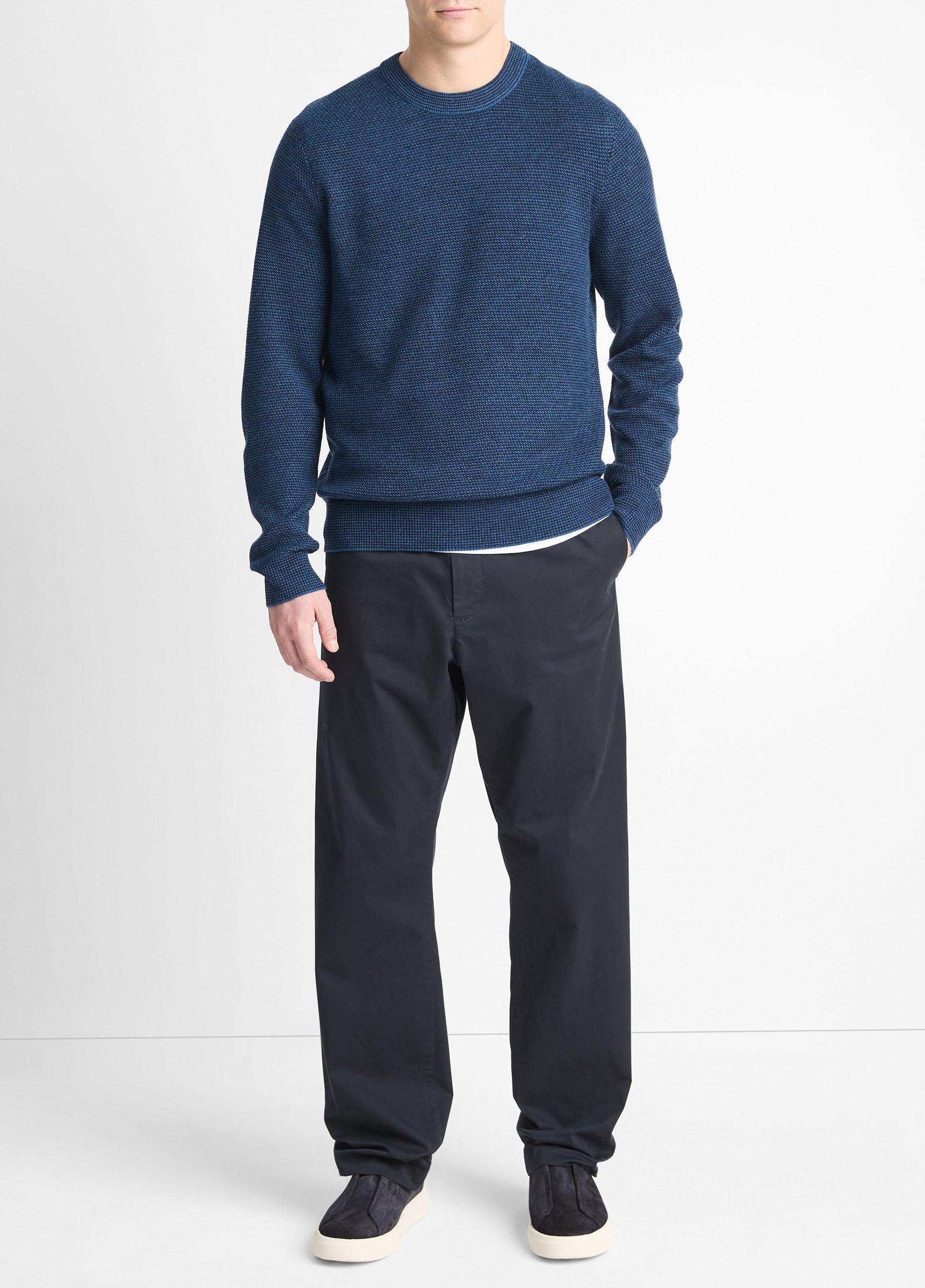 Two-Tone Merino Wool Mesh Sweater Product Image