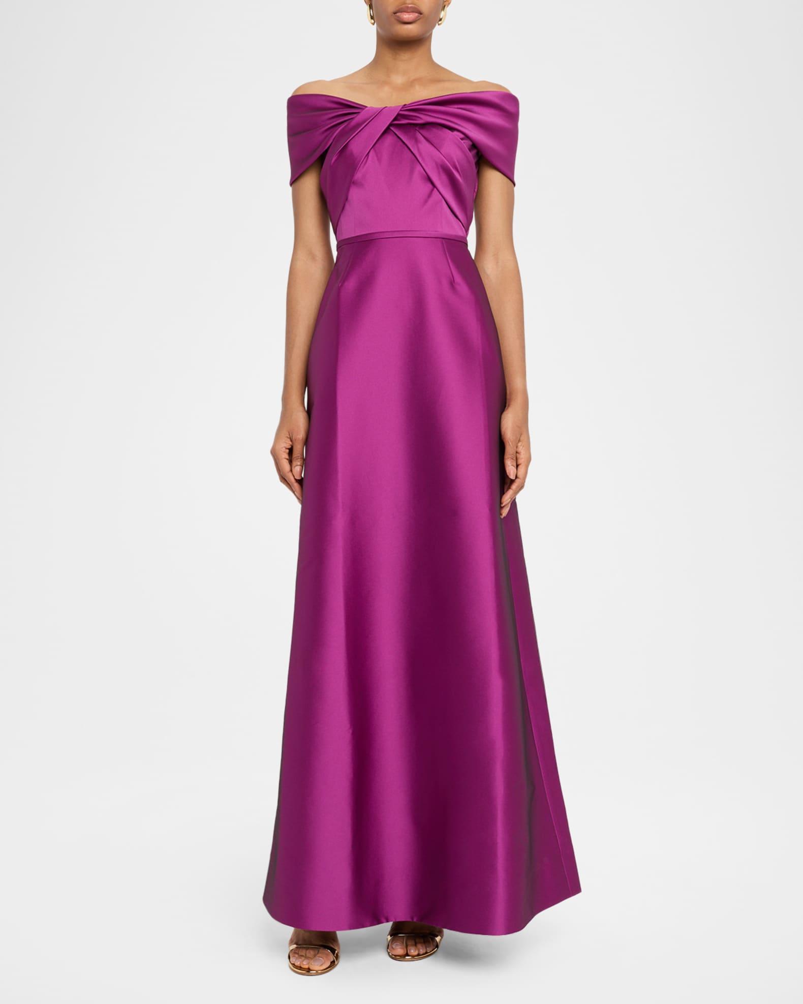 Off-Shoulder Stretch Mikado Gown Product Image