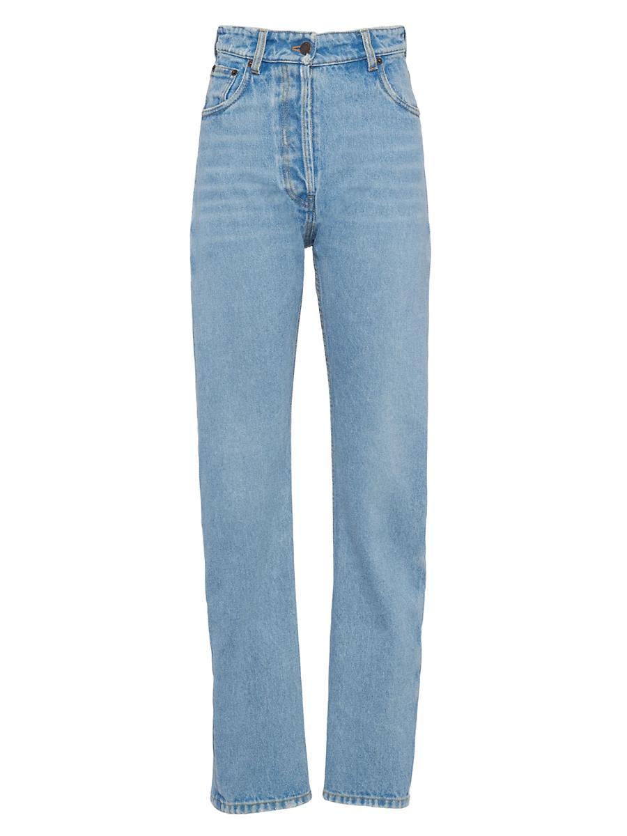 Denim Bleached Straight Leg Pants Product Image