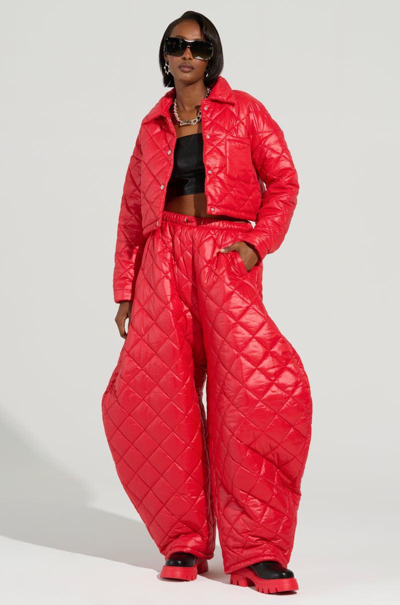 VIVI CROPPED PUFFER BOMBER IN RED Product Image