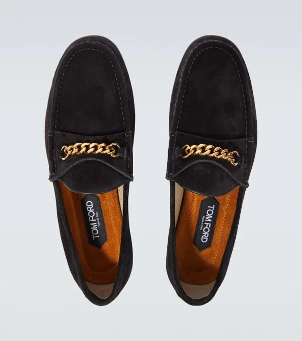 TOM FORD York Chain Suede Loafers In Schwarz Product Image