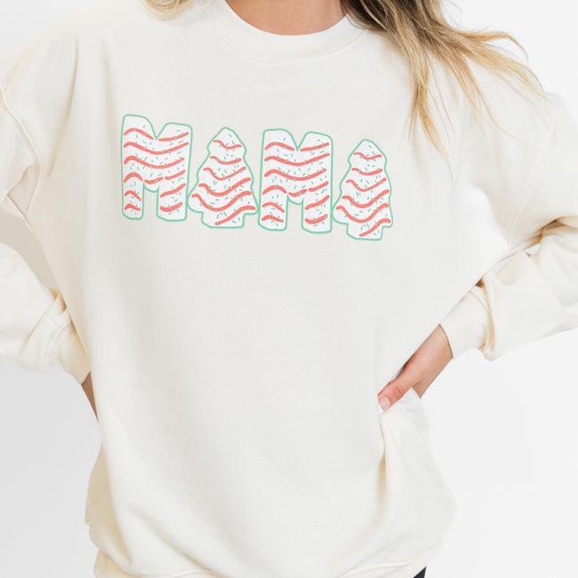 Mama Christmas Cakes Cream Oversized Graphic Sweatshirt Product Image