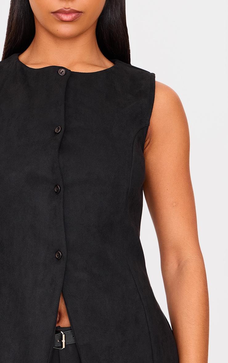 Black Longline Faux Suede Vest Product Image