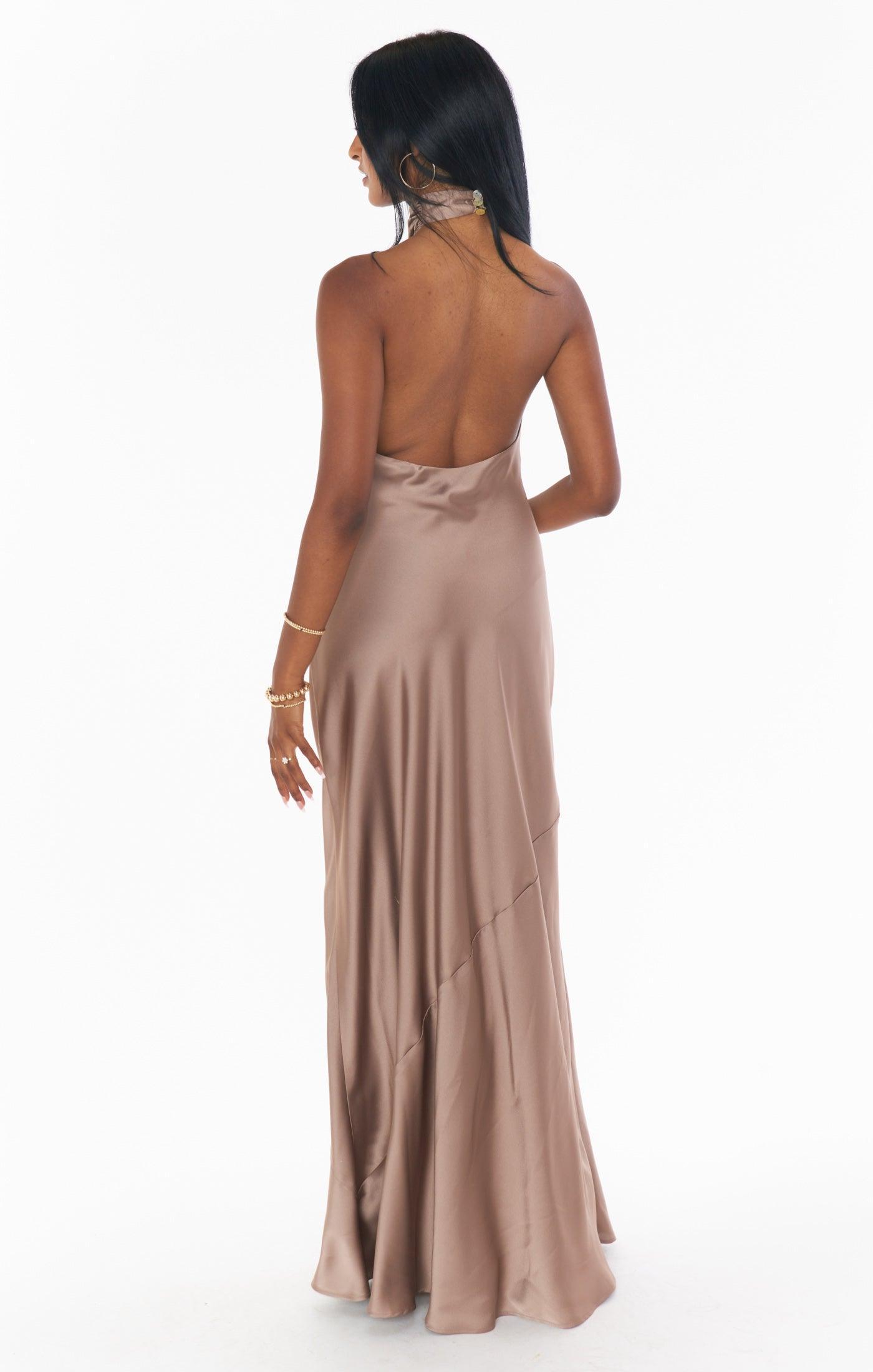 Jasmine Halter Maxi Dress ~ Dune Luxe Satin Product Image