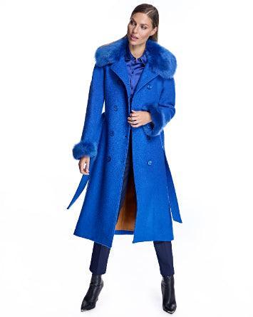 Julia & Stella by Maximilian Fur-Trimmed Wool Coat Product Image