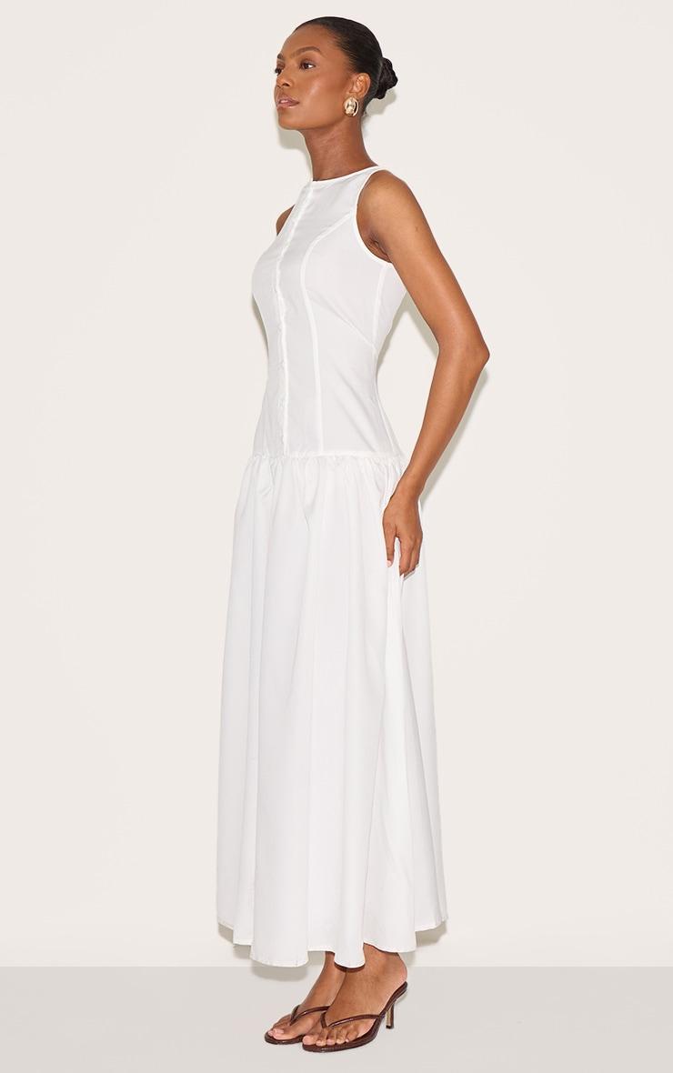 White Button Down Drop Waist Maxi Dress Product Image