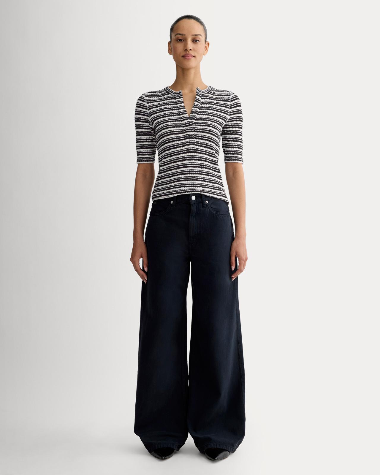 The Rib-Knit Short-Sleeve Henley Product Image