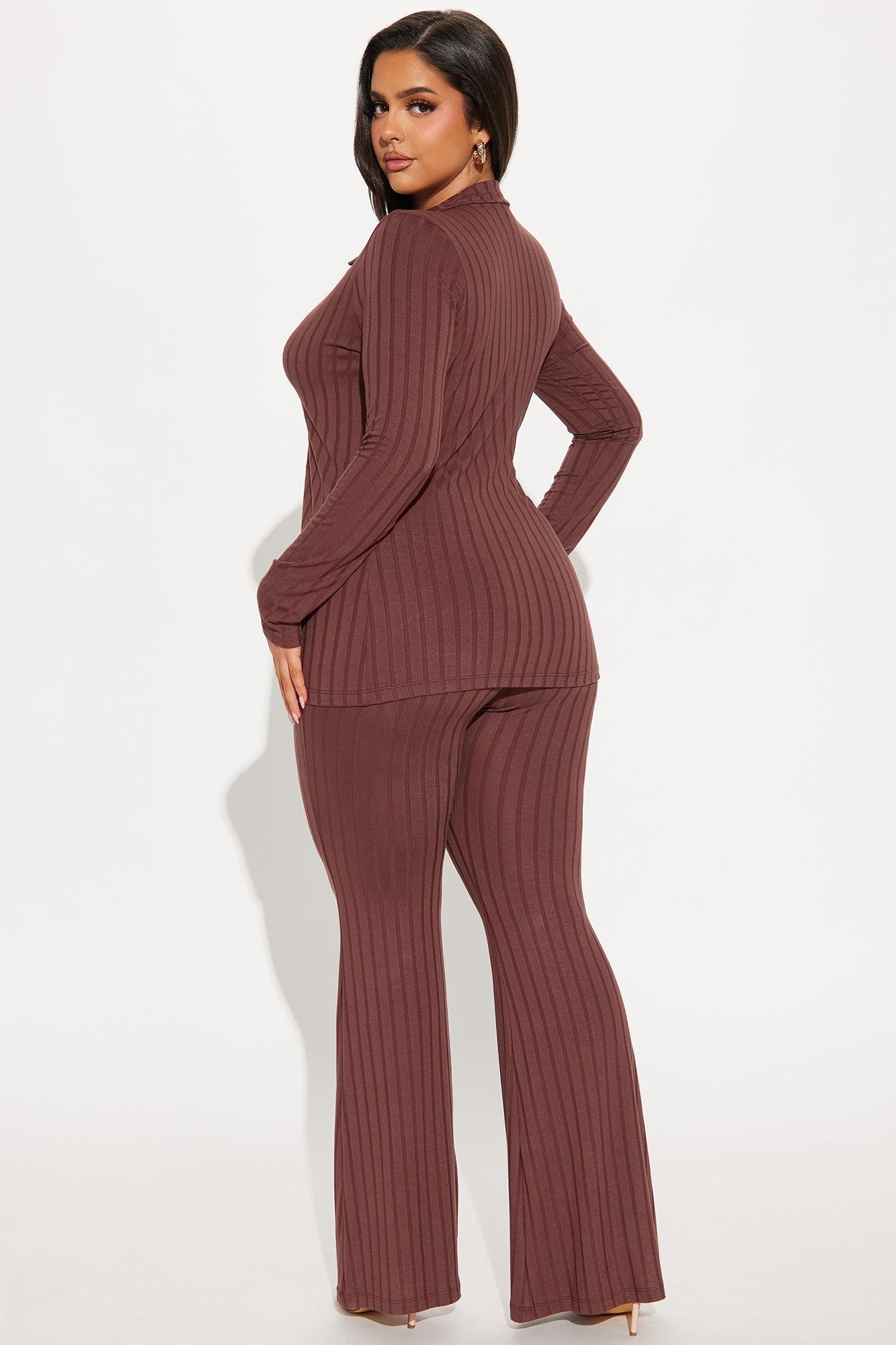 Dalia Flyaway Pant Set - Brown Product Image