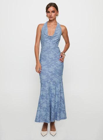 Aymie Halter Maxi Dress Blue Product Image