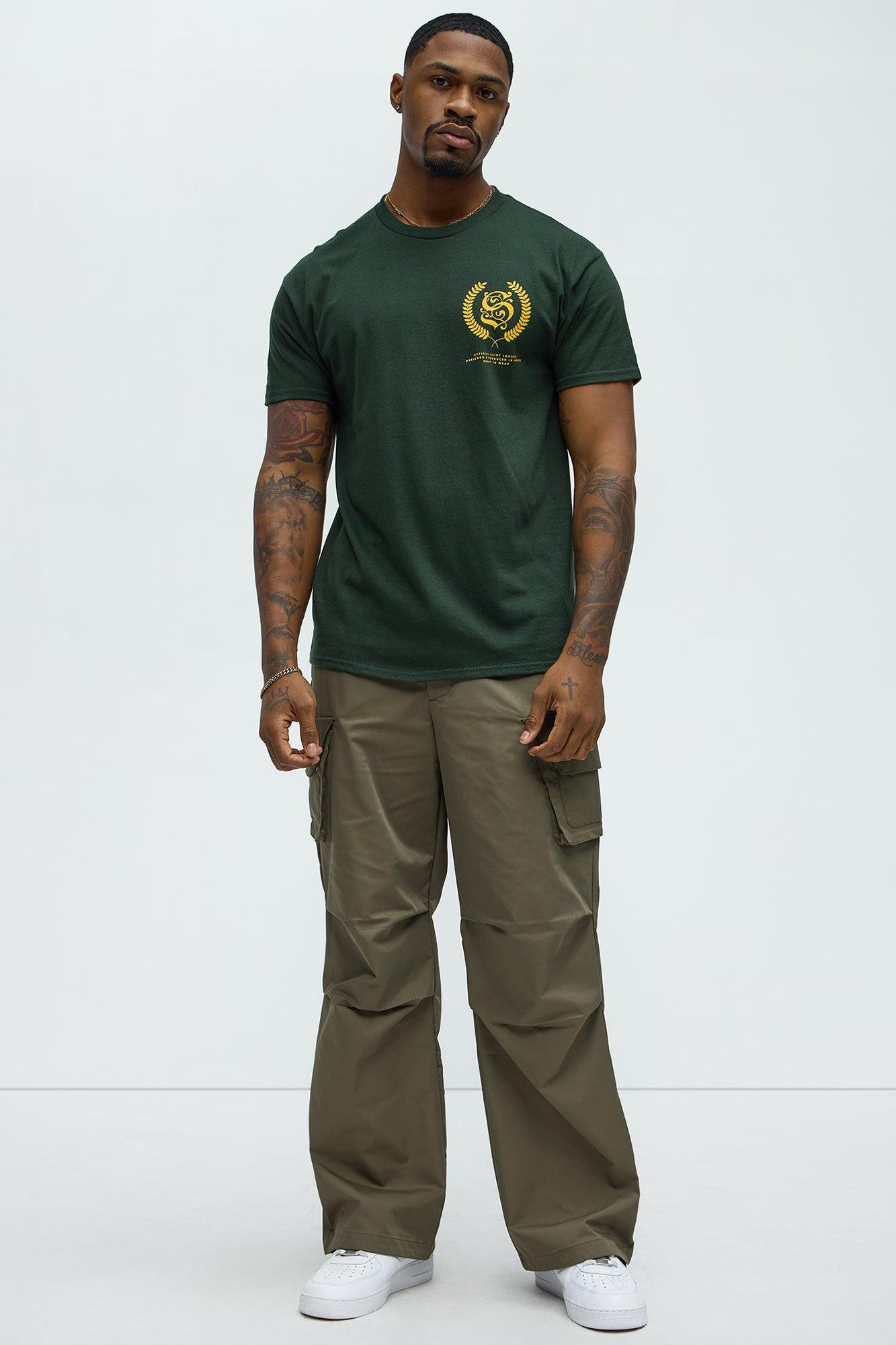 Saint London Stacked Short Sleeve Crew Neck T shirt - Green Product Image