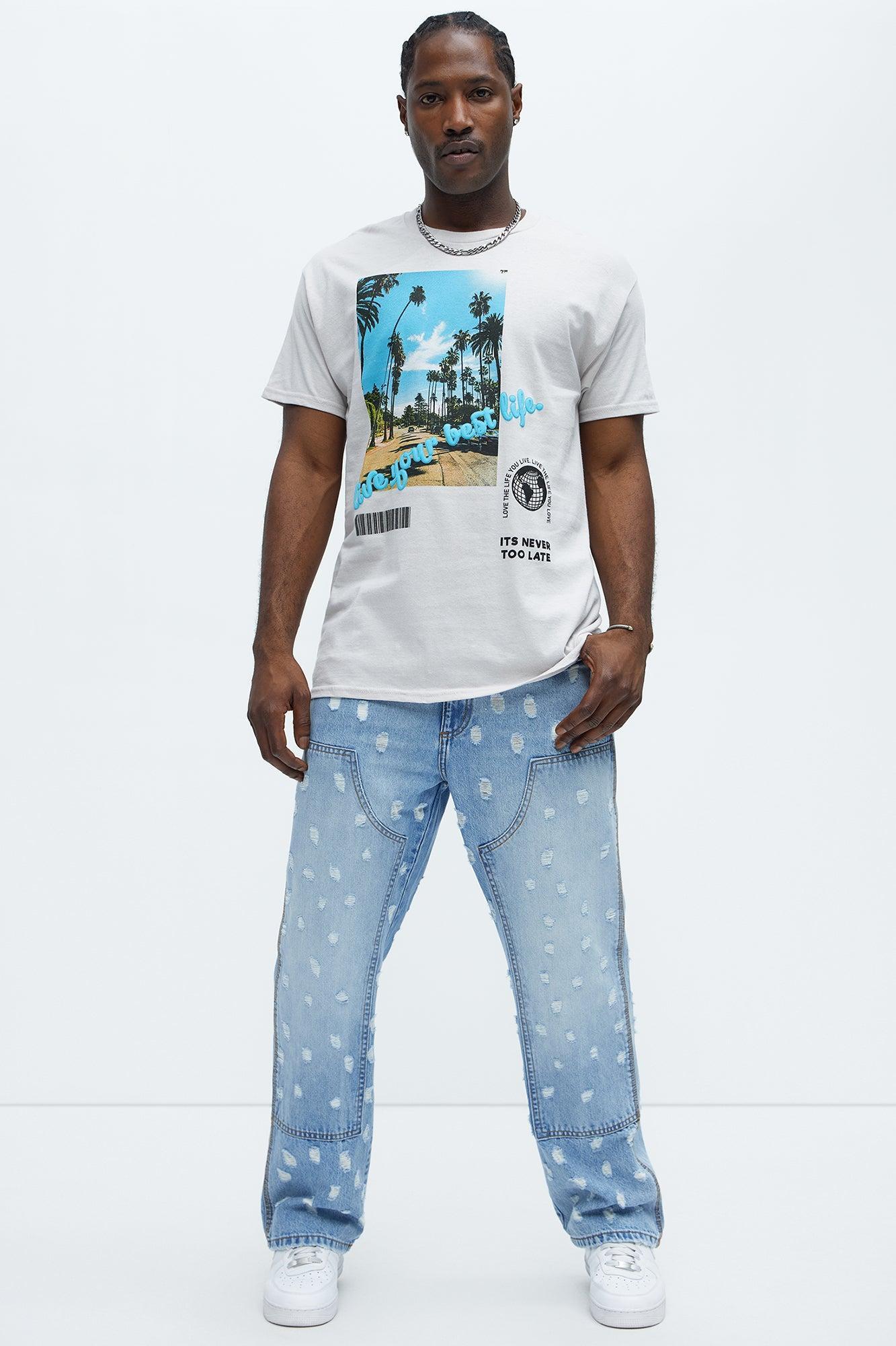 Live Your Best Life Short Sleeve Tee - Light Grey Product Image