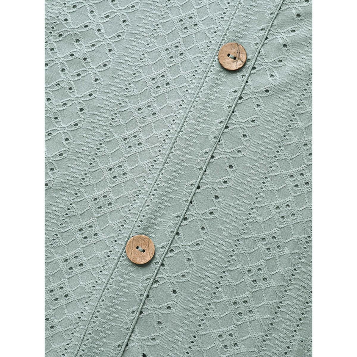 Plus Size Eyelet Trim Flutter Sleeve Backless T-Shirt Greenbean Women Leisure Woven ribbon&lace trim V-neck Casual T-shirts BloomChic 28/5X Product Image