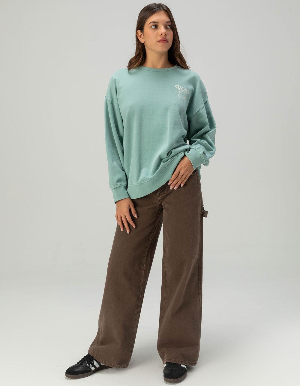 ROXY Coastal Motif Womens Crewneck Sweatshirt - BLUE Product Image