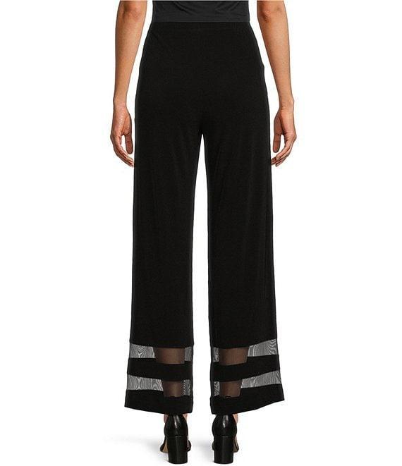 IC Collection Knit Stripe Mesh Cut Out Elastic Waist Wide-Leg Pants Product Image