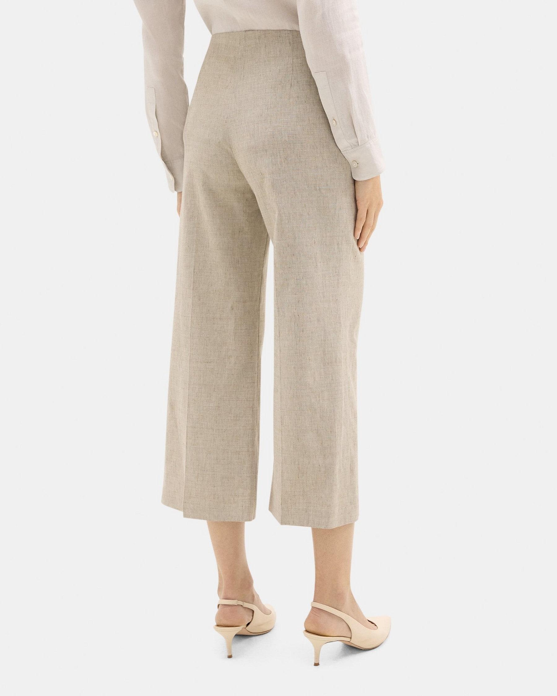 Wide-Leg Pull-On Pant in Stretch Linen-Blend Product Image