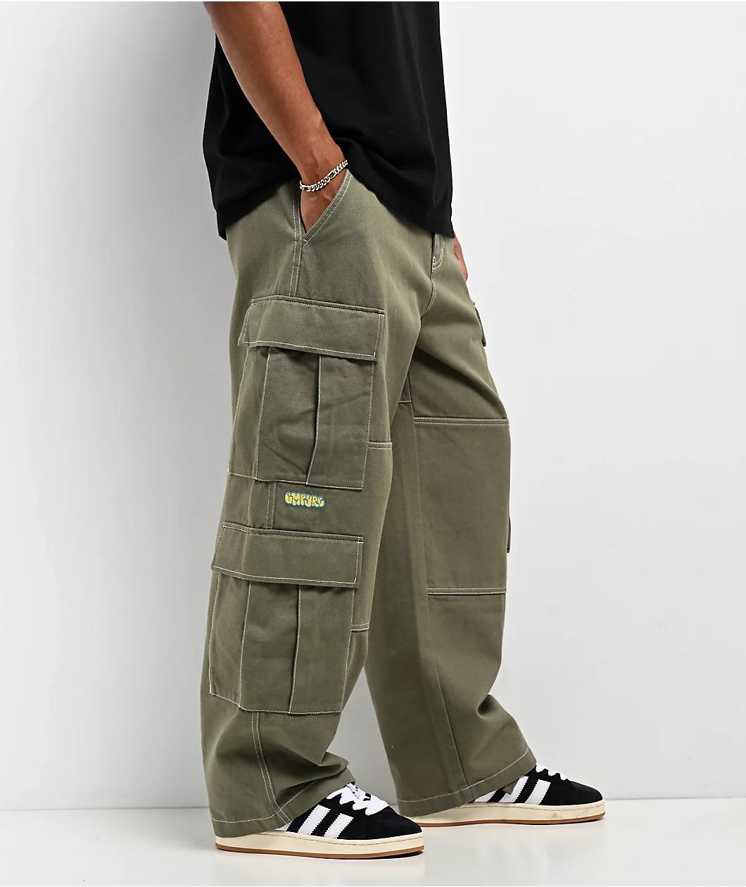 Empyre Canvas Deep Lichen Ultra Loose Double Cargo Pants Product Image