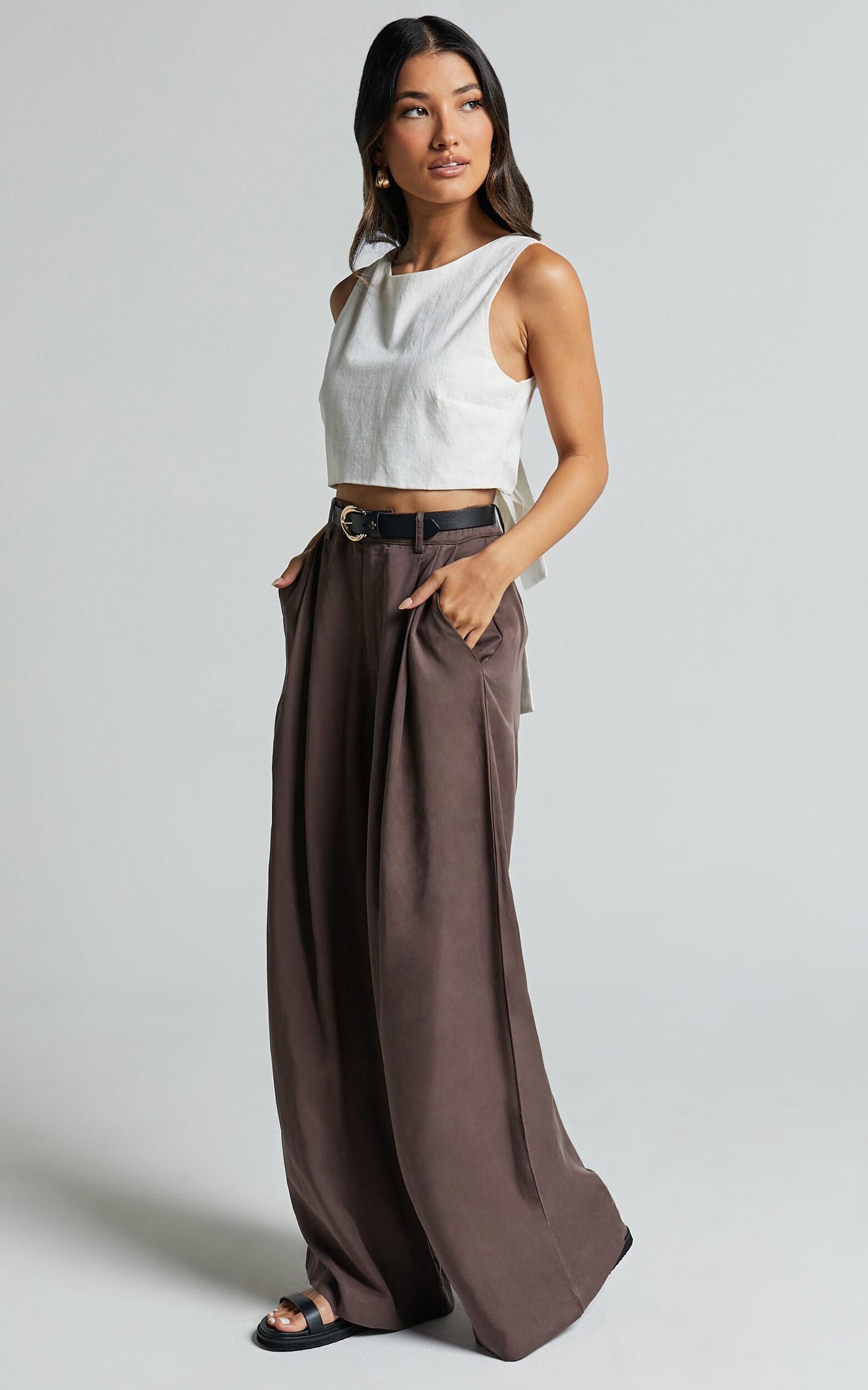 Clarke Pants - High Waist Wide Leg Pants in Slate Product Image