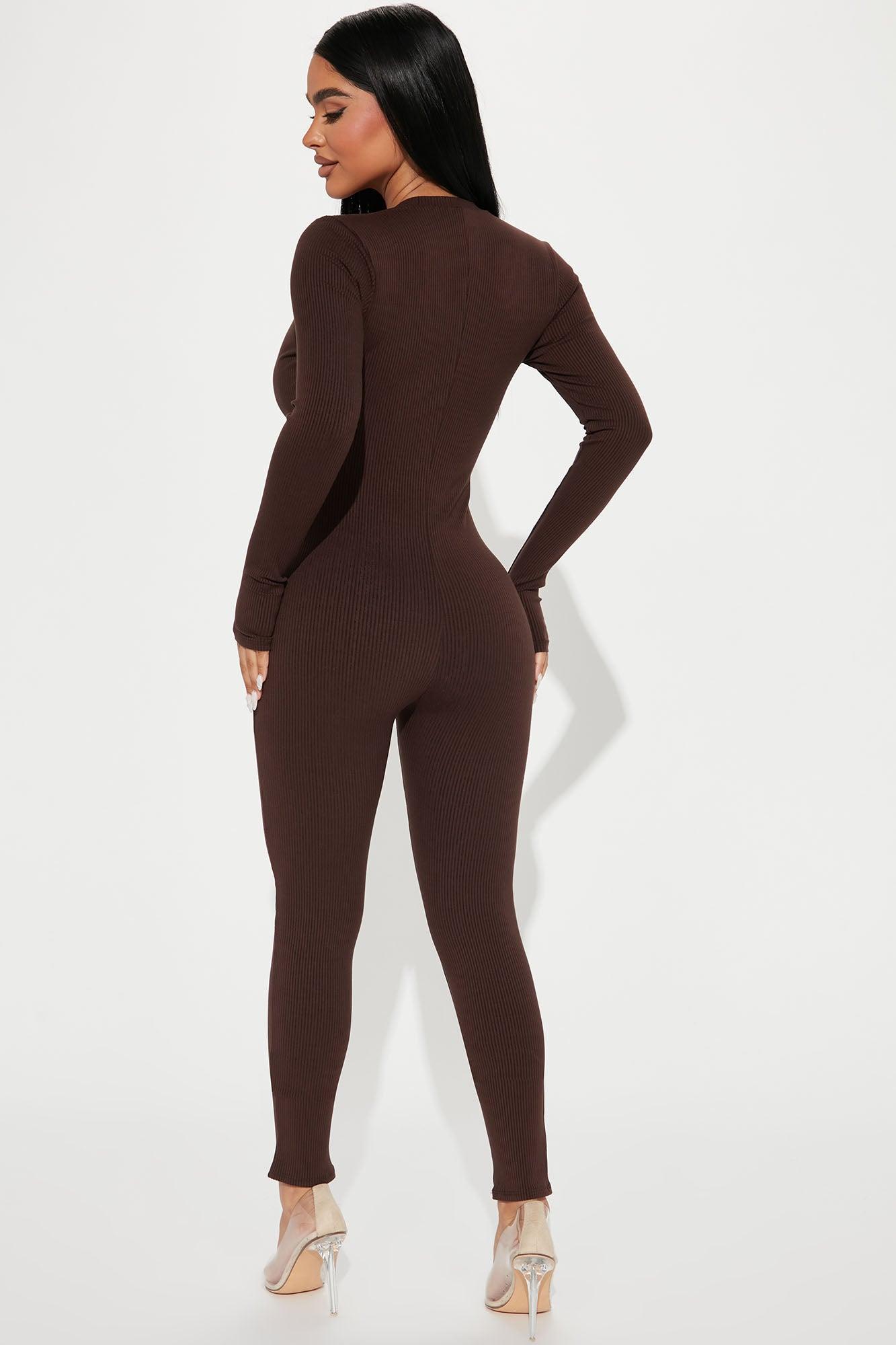 Raven Snatched Jumpsuit - Chocolate Product Image