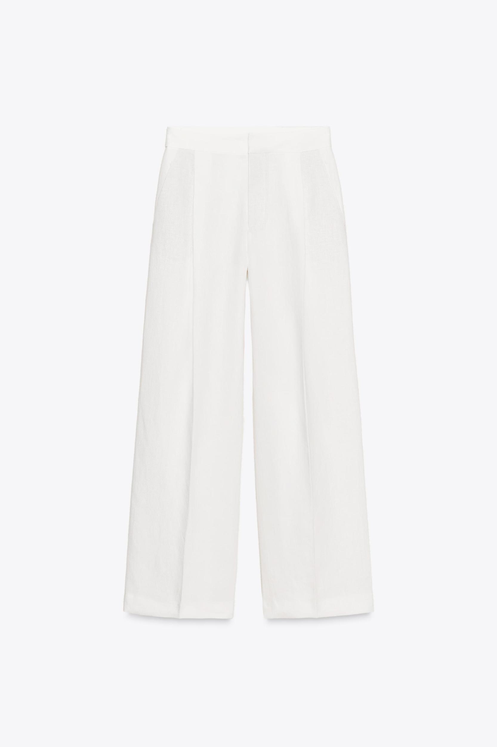 PLEATED LINEN BLEND PANTS ZW COLLECTION Product Image