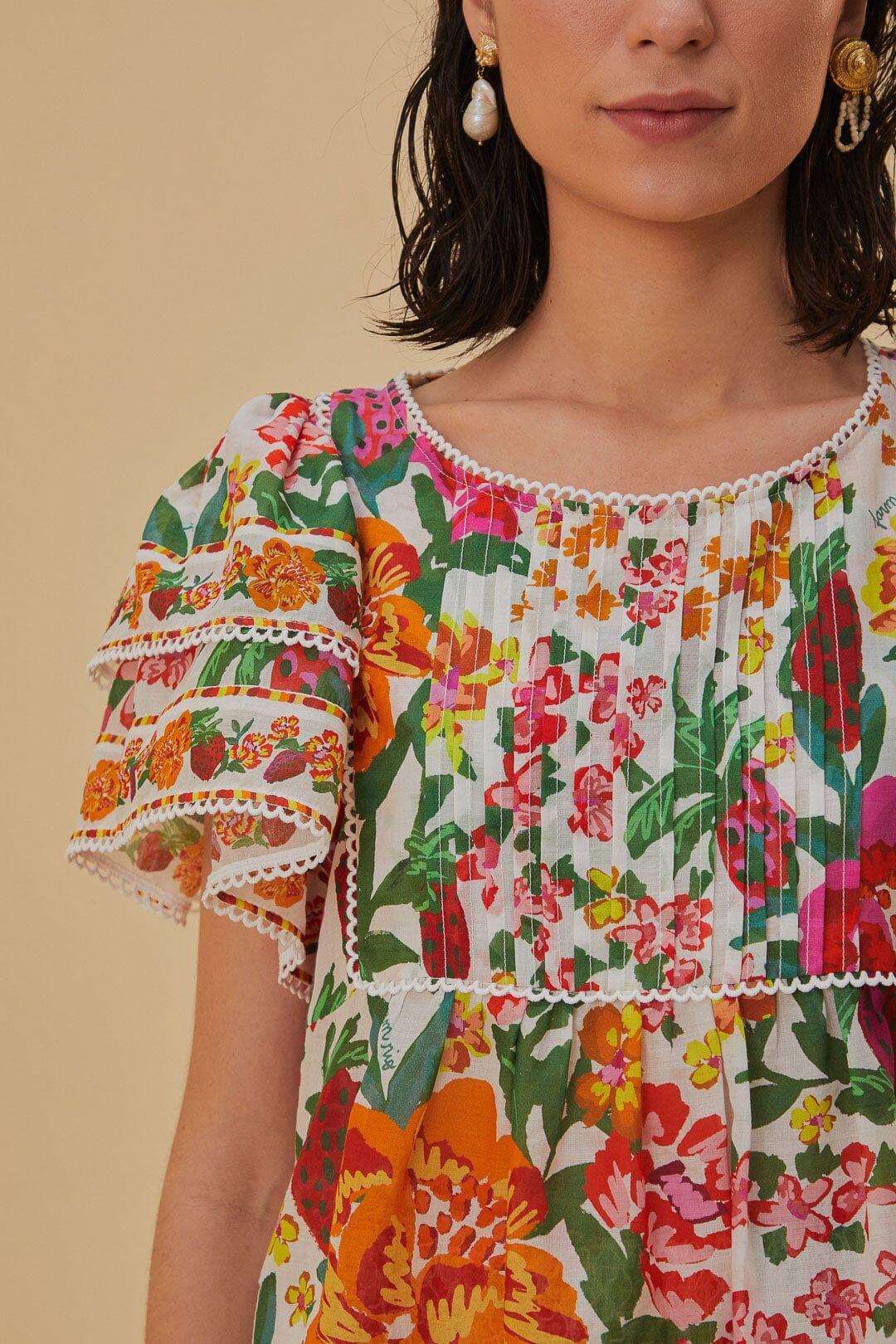 Off-White Flowerful Sketch Blouse Product Image