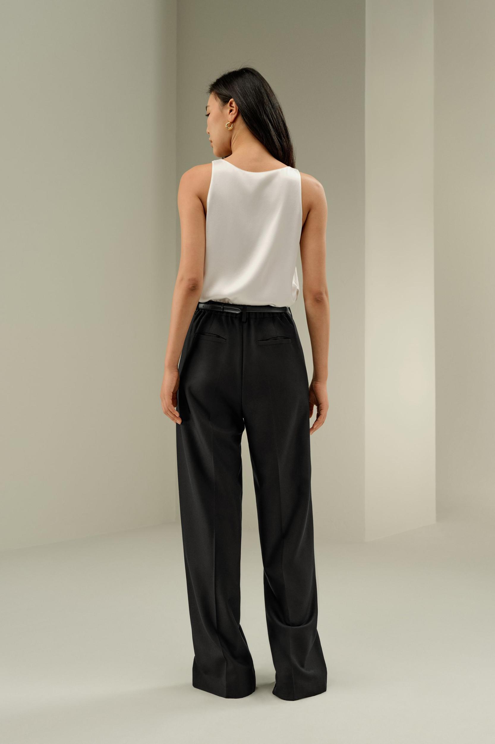 LILYSILK Women'S Wool Slacks - Black Wool Silk Blend - Ultimate Luxury Machine Washable Trousers 16 Product Image