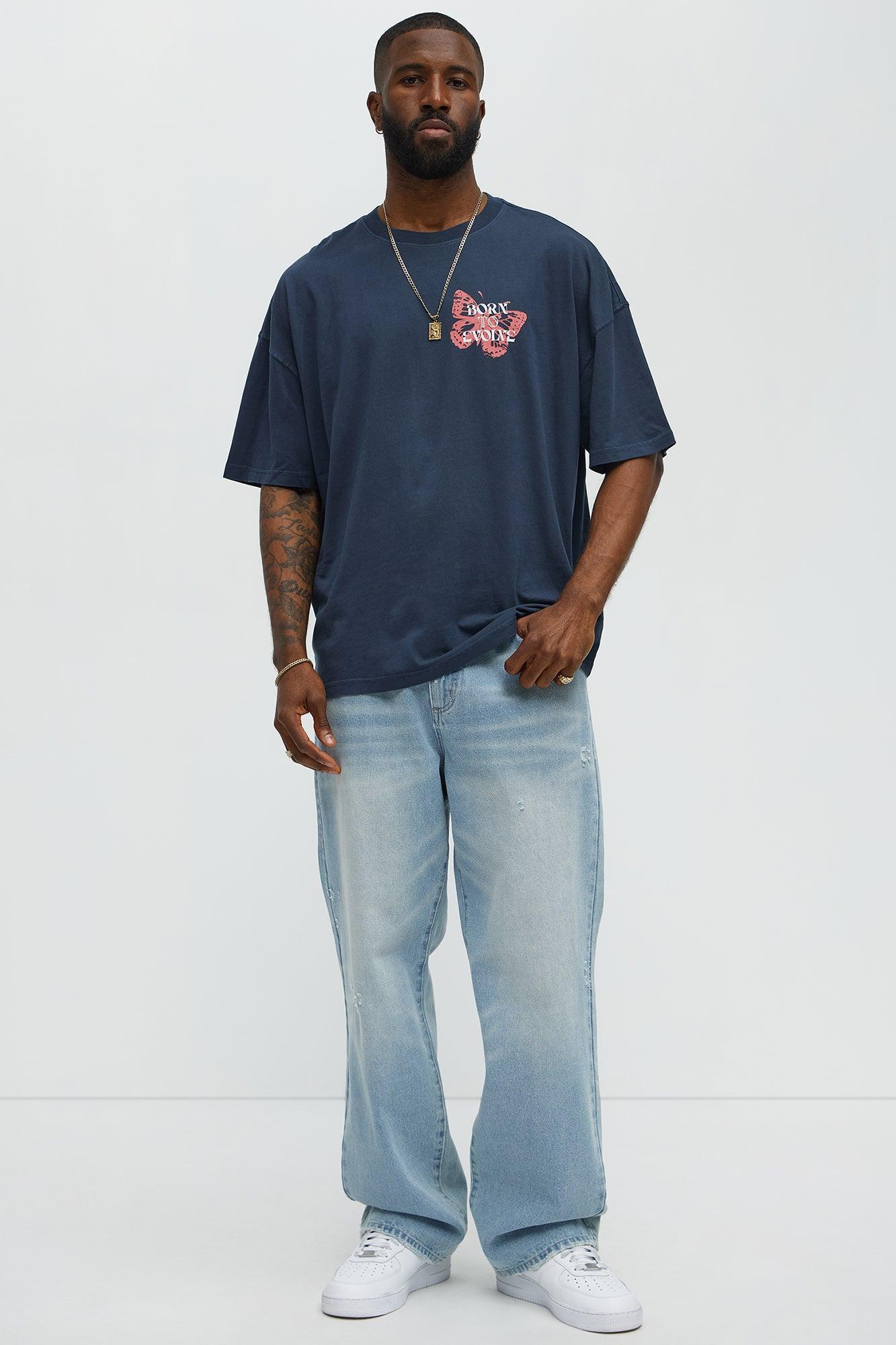 Wings Of Chaos Oversized Short Sleeve Tee - Navy Male Product Image