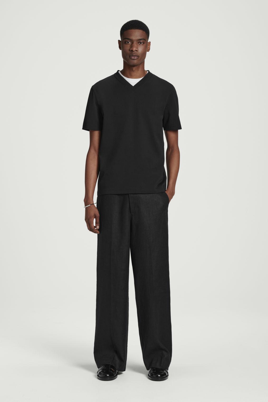 INTERLOCK COTTON V-NECK T-SHIRT Product Image