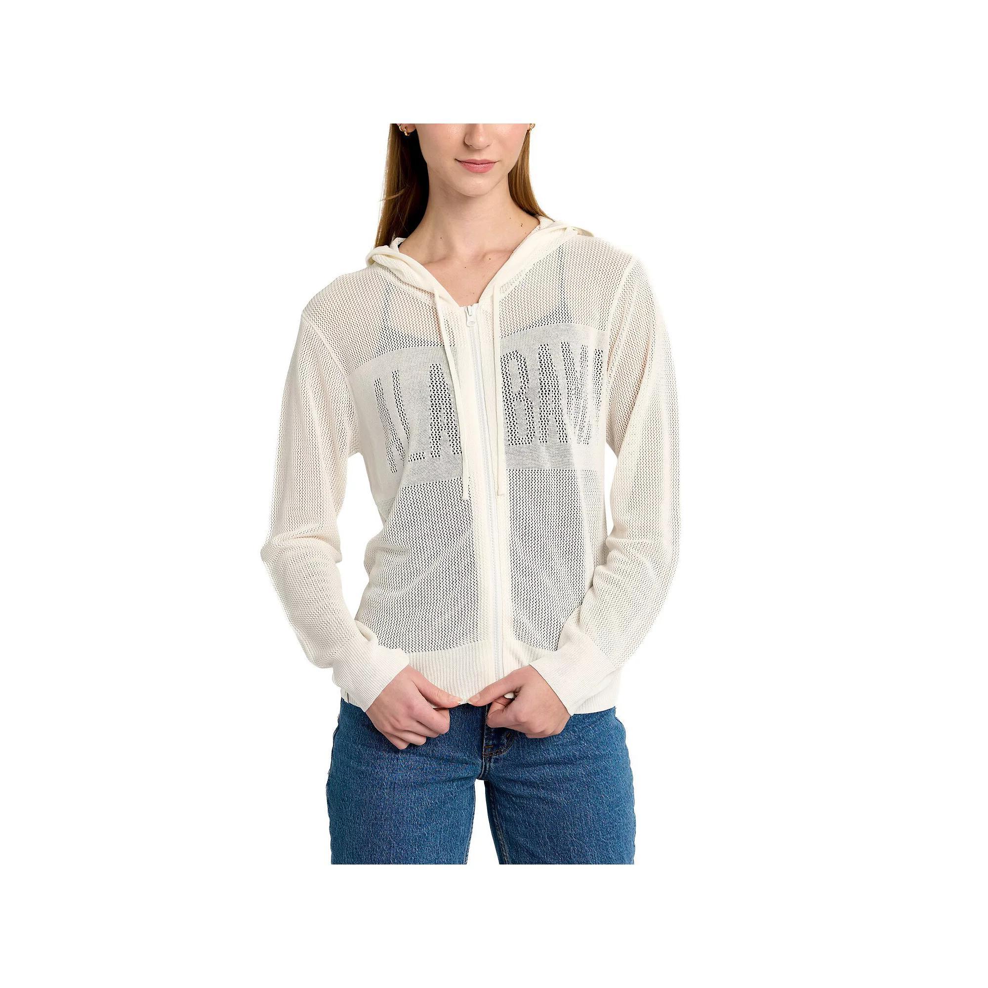 Women's Lusso Cream Alabama Crimson Tide Summer Tonal Mesh Full-Zip Hoodie Sweater, Size: Medium, Beige Product Image