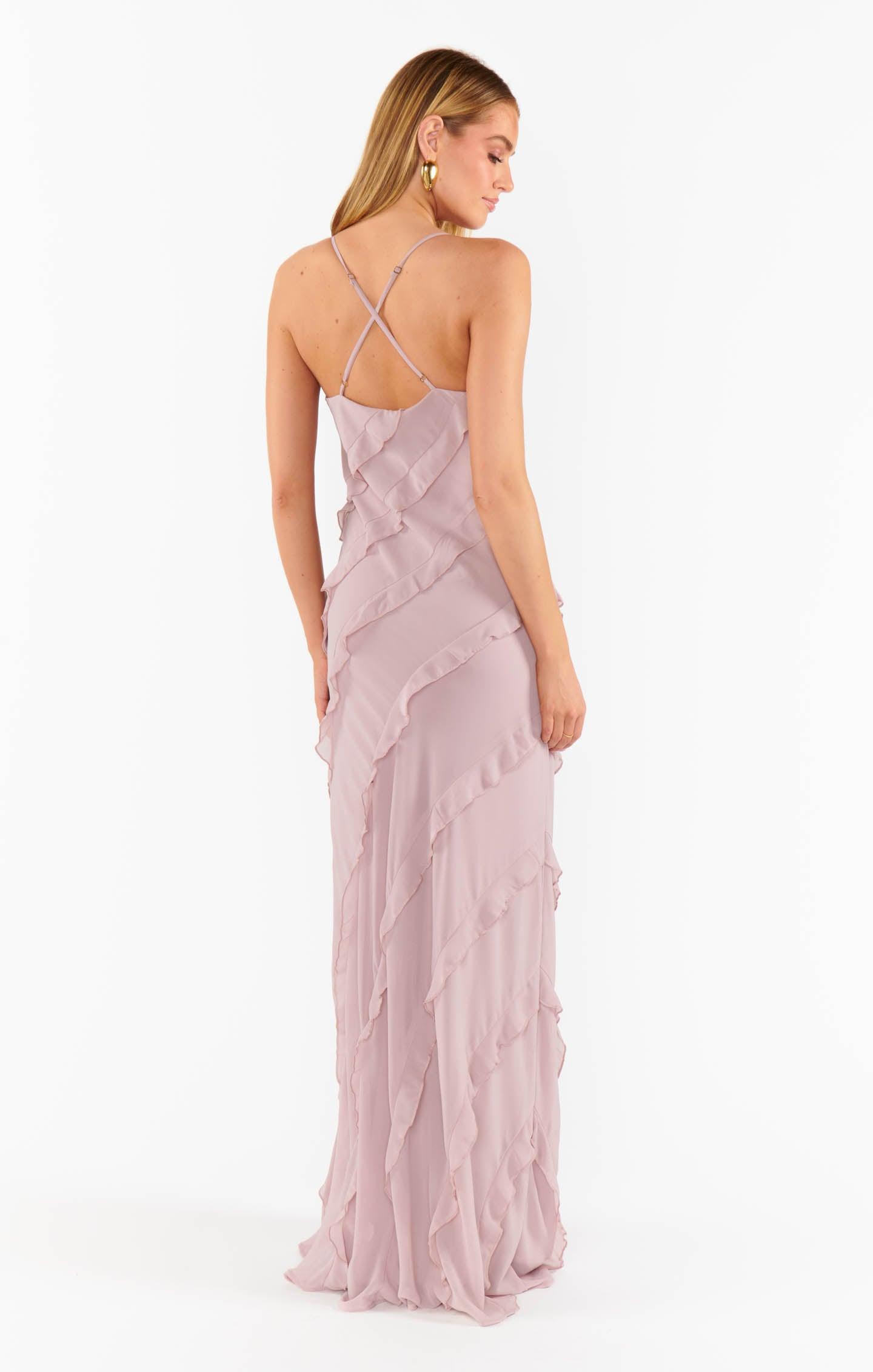 Romance Ruffle Dress ~ Neutral Mauve Chiffon Product Image