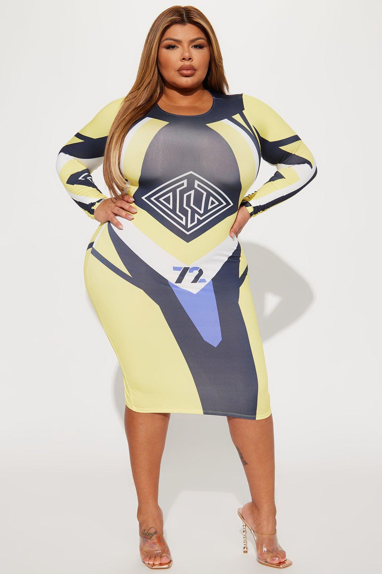 Race You There Midi Dress - Black/Yellow Product Image
