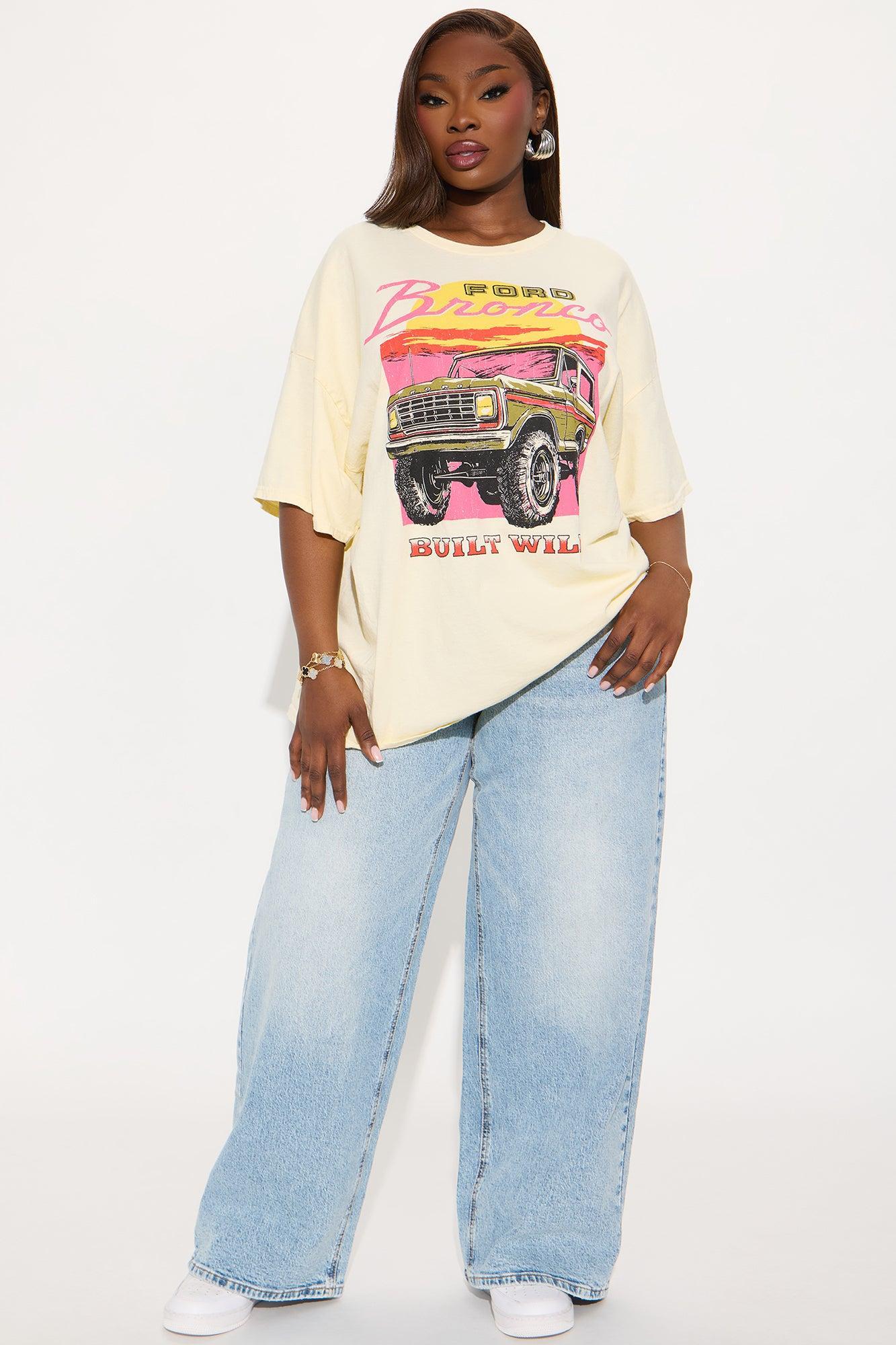 Bronco Wild Washed Oversized Tee - Yellow Product Image