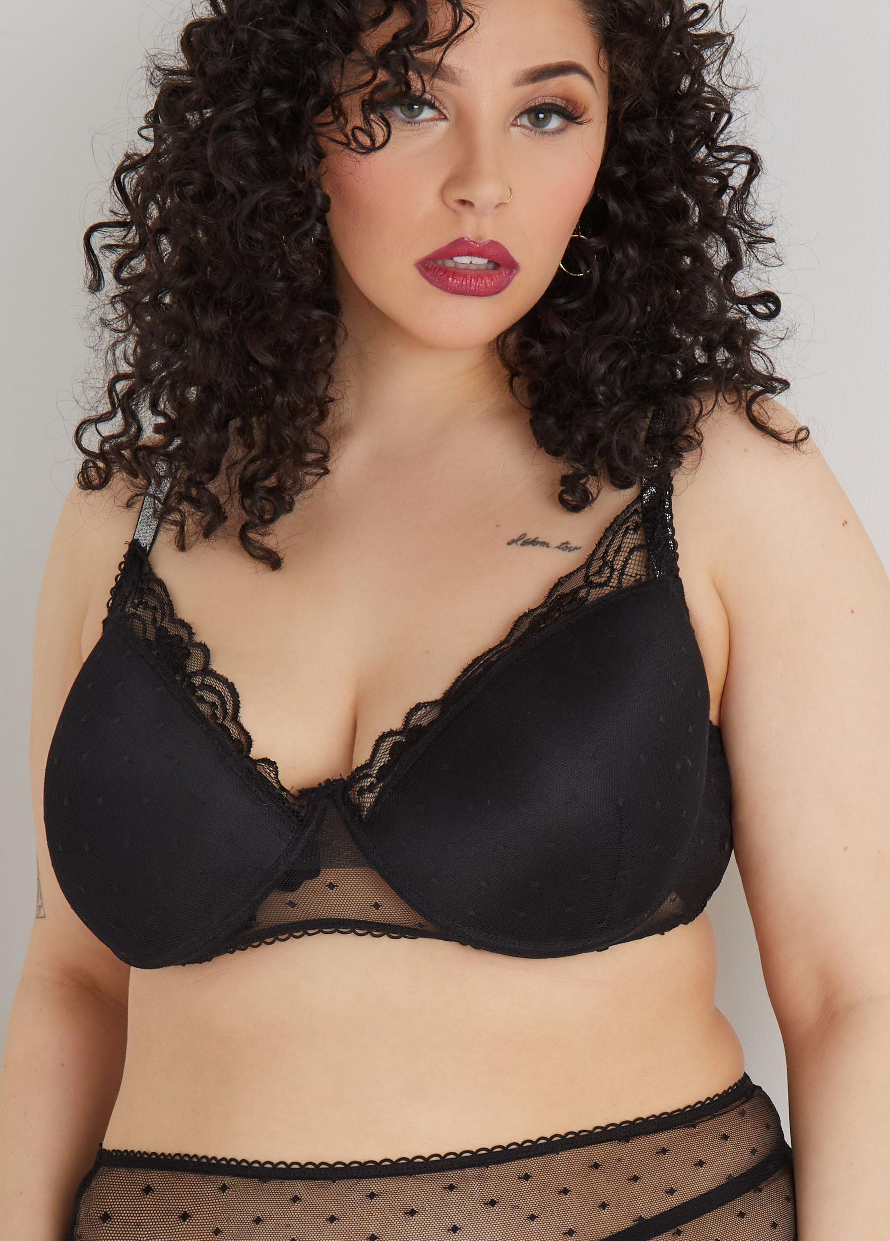 Plus Size Dotted Bra And Panty Lingerie Set Ashley Stewart Product Image