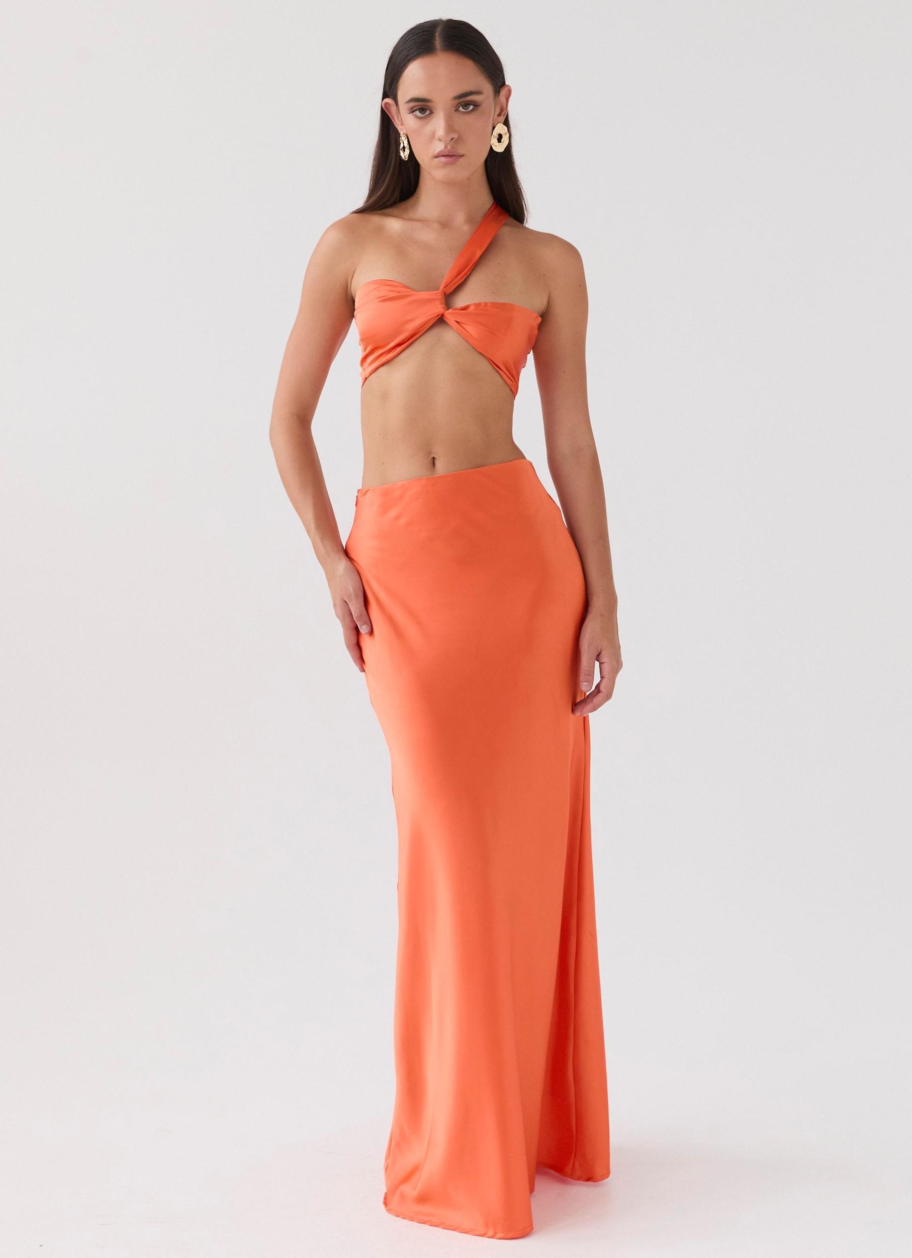 Hidden Oasis Satin Top - Tangerine Product Image
