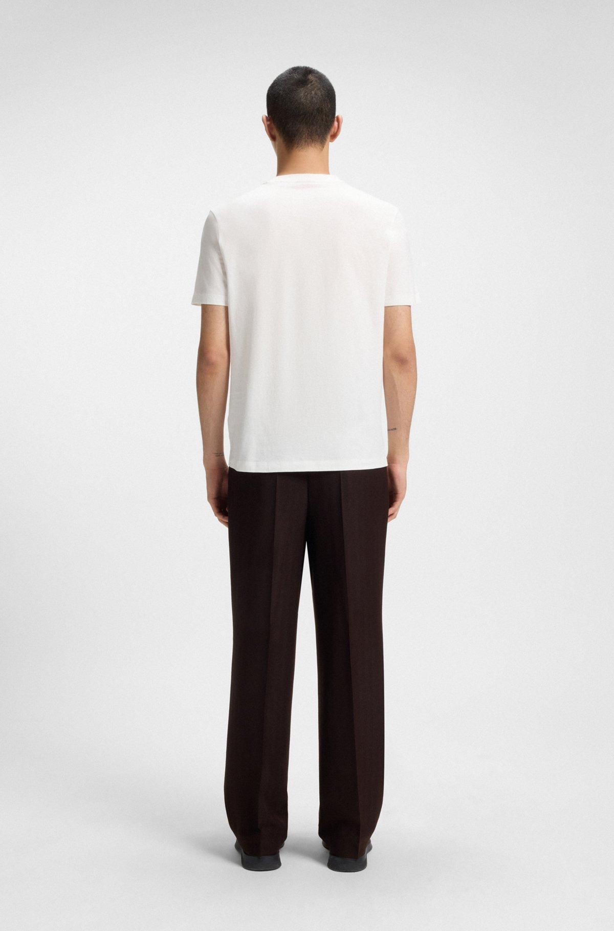 HUGO - Cotton-jersey T-shirt with herringbone logo - White Product Image