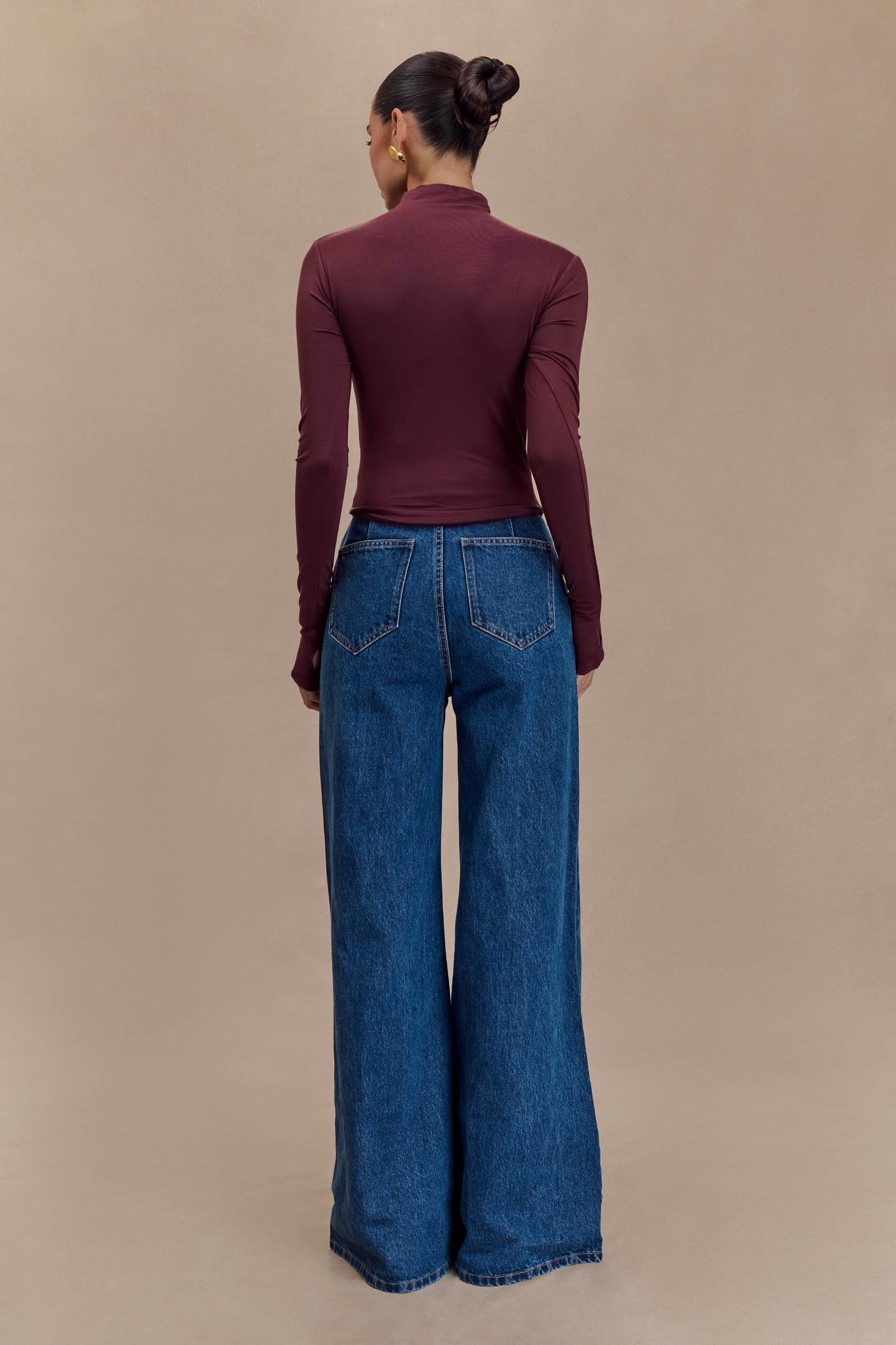 Ember Modal Long Sleeve High Neck Top - Mahogany Product Image